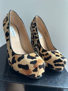 Steve Madden Leopard-Print Platform Pumps - Tan/Black